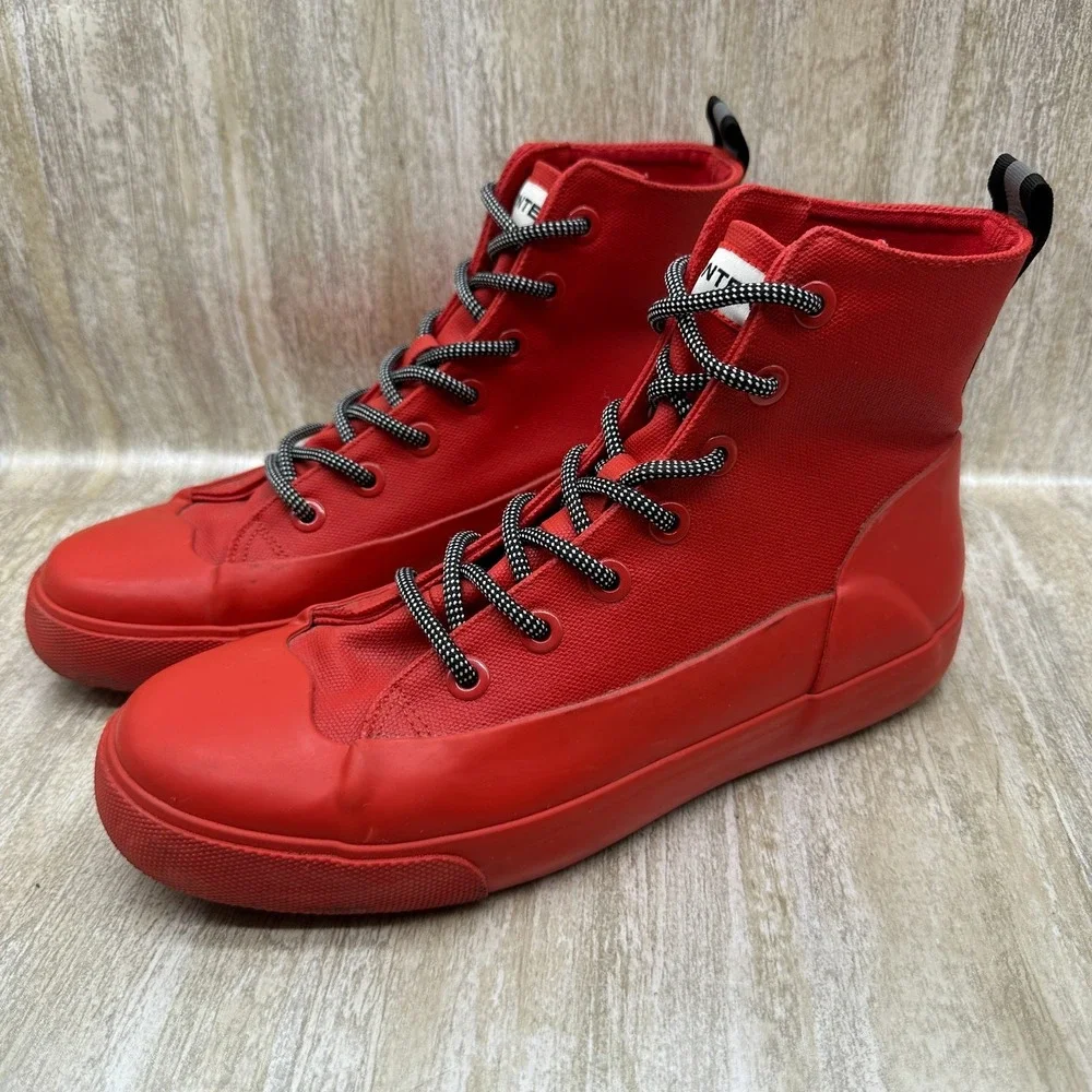 Hunter for Target Canvas Dipped RED Ankle Rain Boots Men‎ 7.5 Women 9.5 NICE